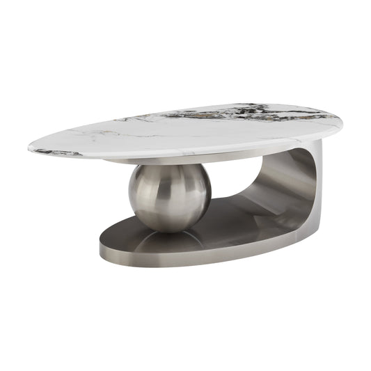 Finesse Decor Celestia Silver Marble Form Coffee Table