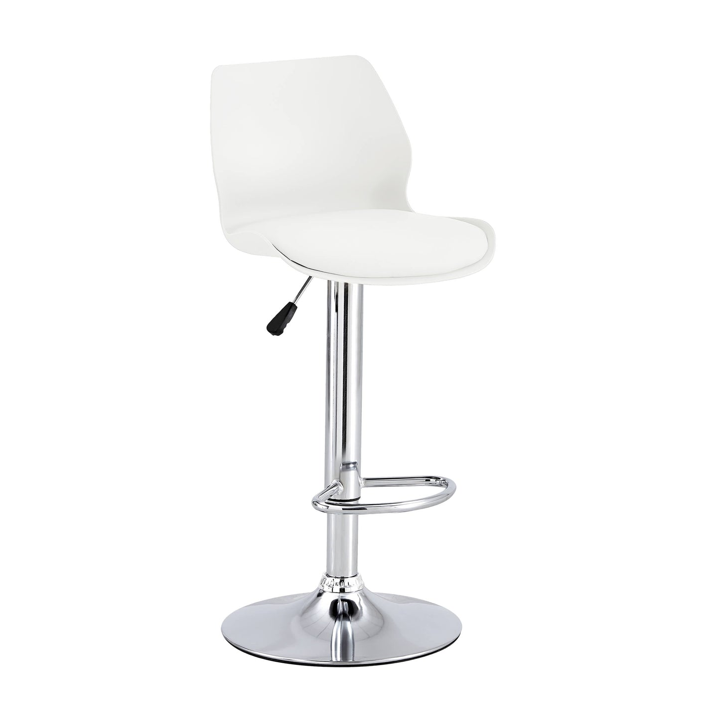Finesse Decor Celestial Heights White and Chrome Adjustable Bar Stool - Set of 2