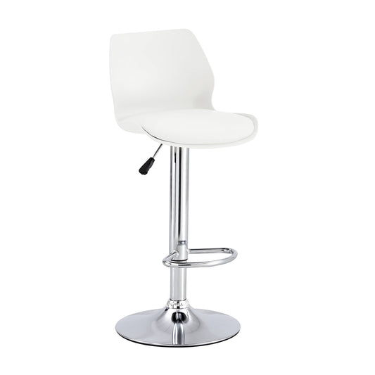 Finesse Decor Celestial Heights White and Chrome Adjustable Bar Stool - Set of 2