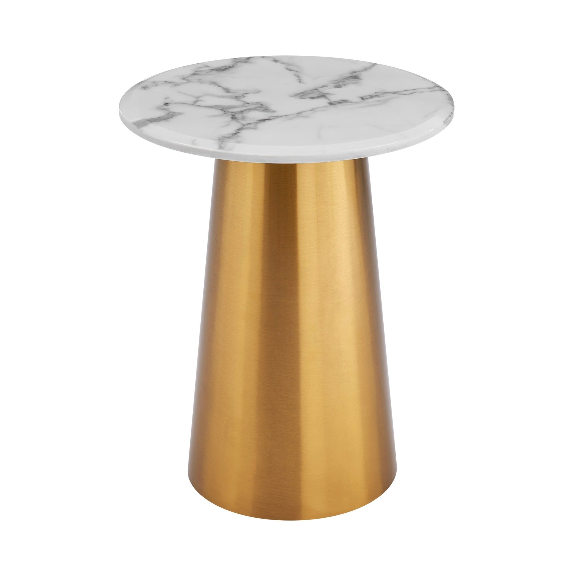 Finesse Decor Gilded Opulence Faux White Marble Top and Brushed Gold Base Duo Coffee Table