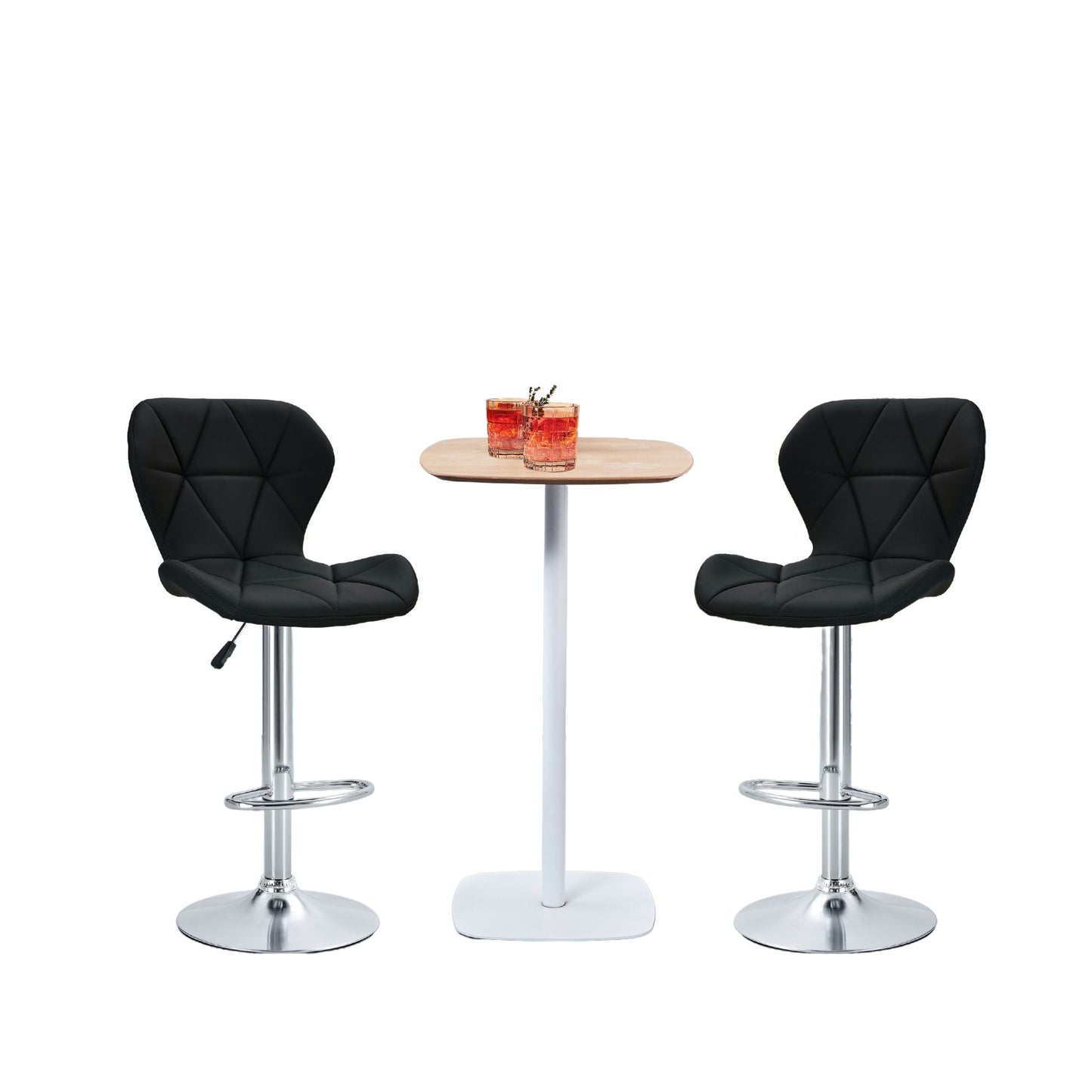 Finesse Decor Luxe Swivel Elegance Black and Chrome Bar Stool - Set of 2