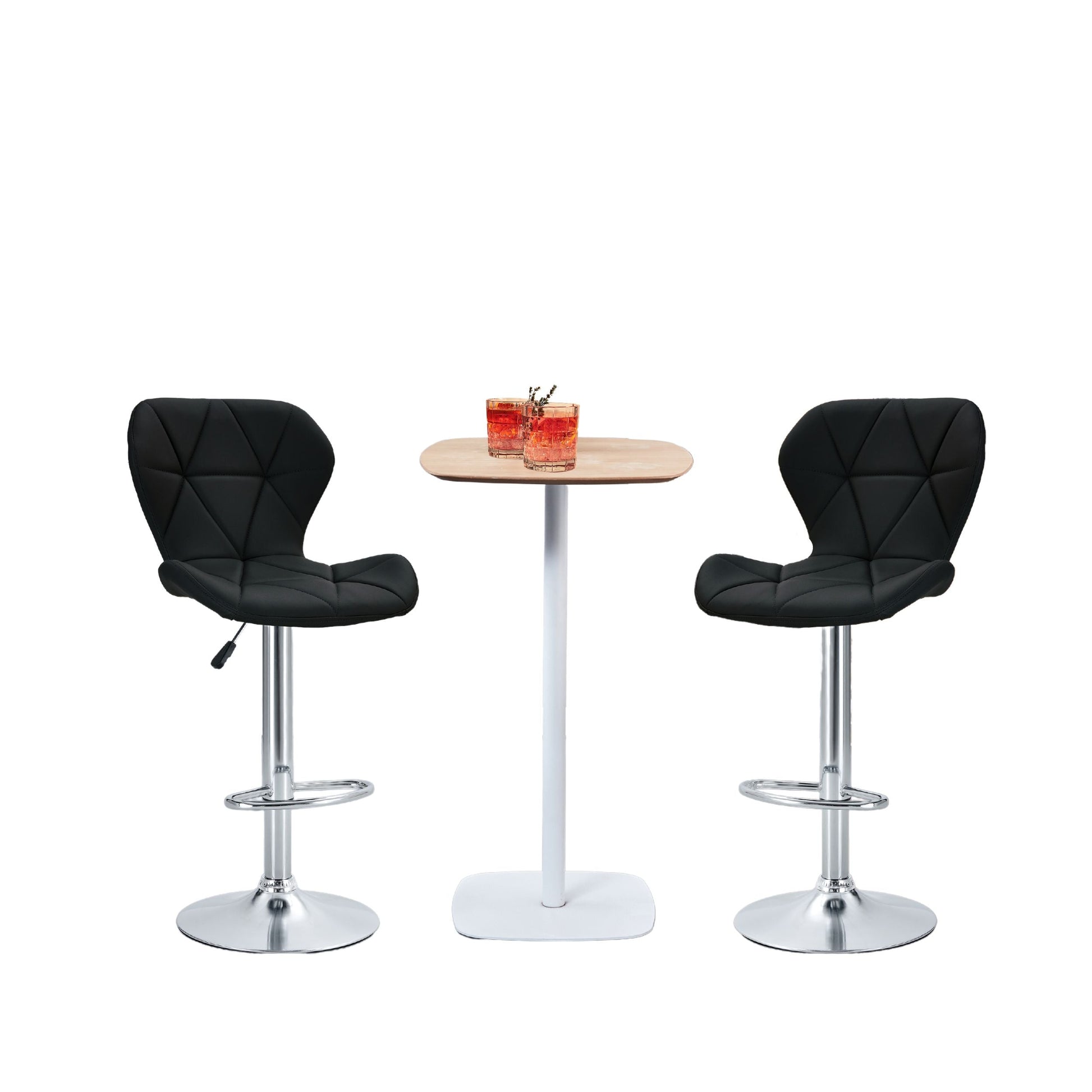 Finesse Decor Luxe Swivel Elegance Black and Chrome Bar Stool - Set of 2