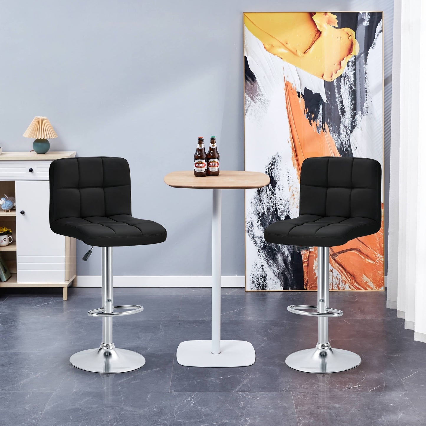 Finesse Decor Mirage Chrome Couture Black Counter Stool - Set of 2
