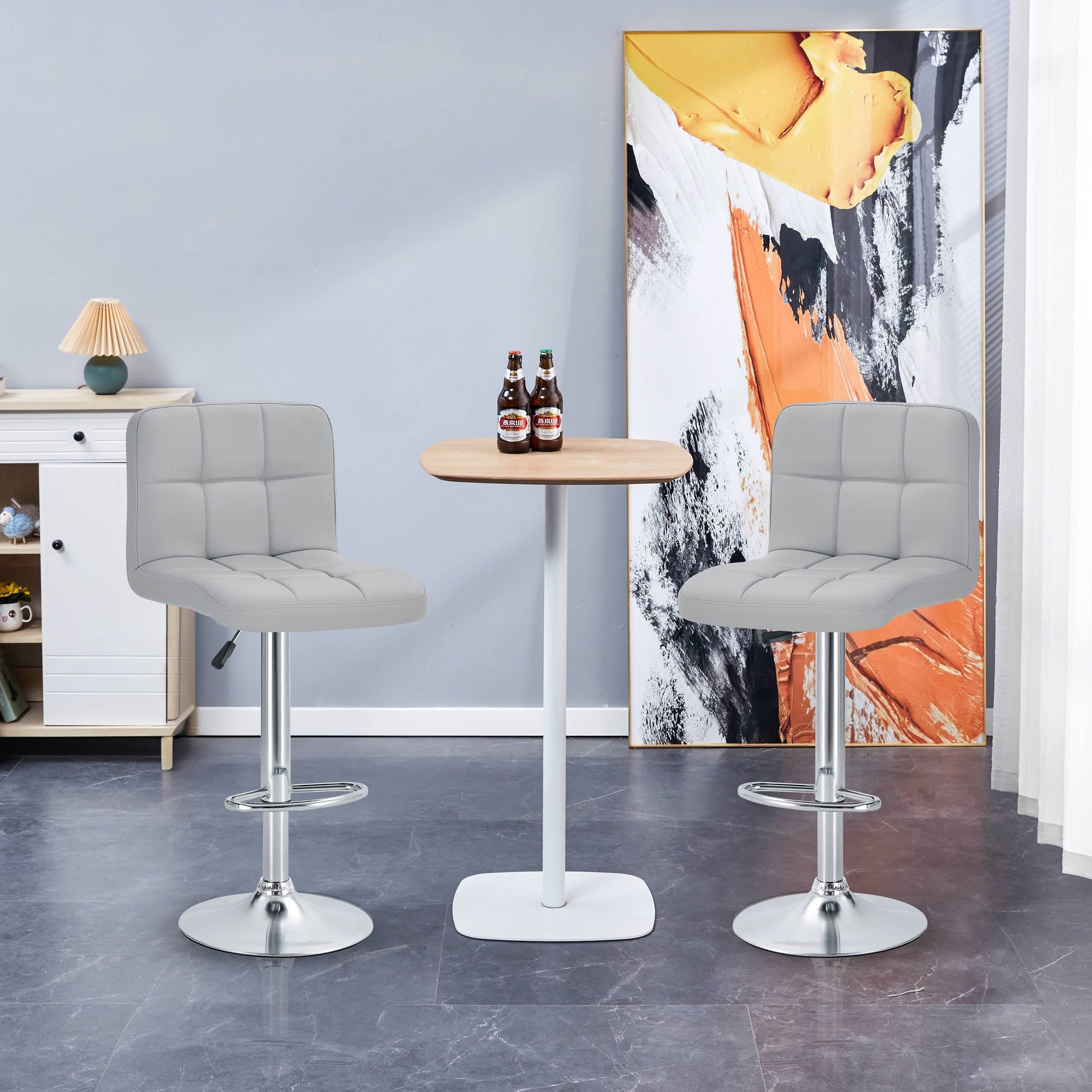 Finesse Decor Mirage Couture Gray and Chrome Bar Stool - Set of 2