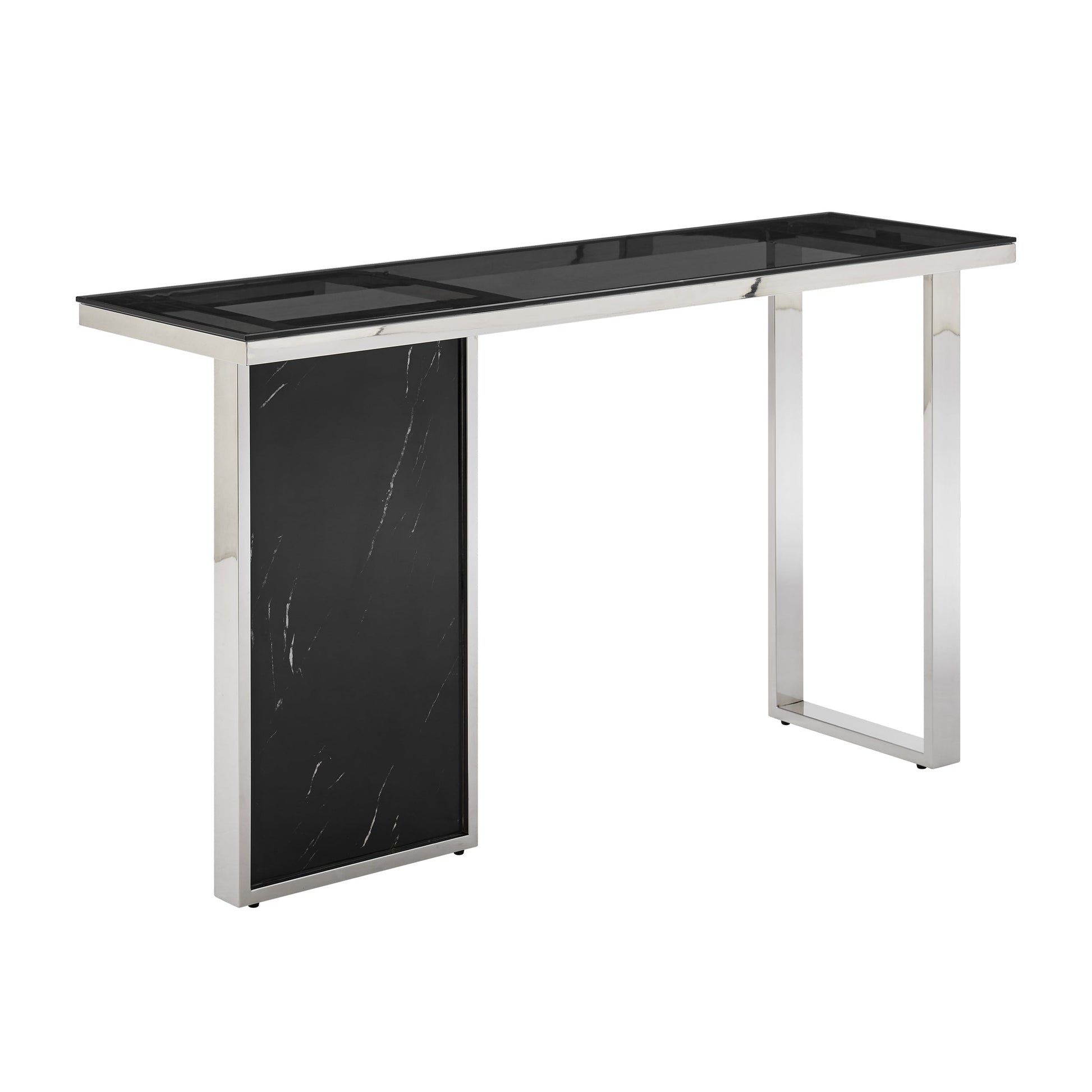 Finesse Decor Monolith Chic Black Marble Console Table