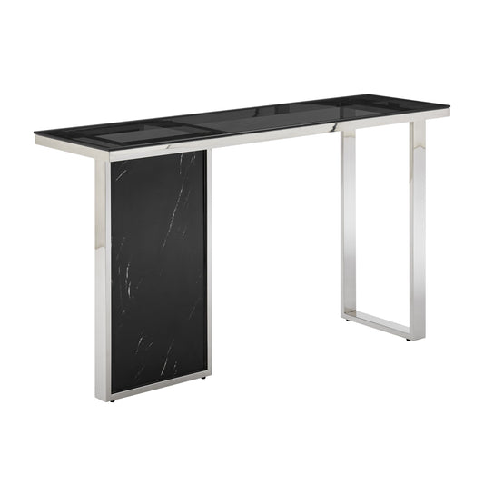 Finesse Decor Monolith Chic Black Marble Console Table