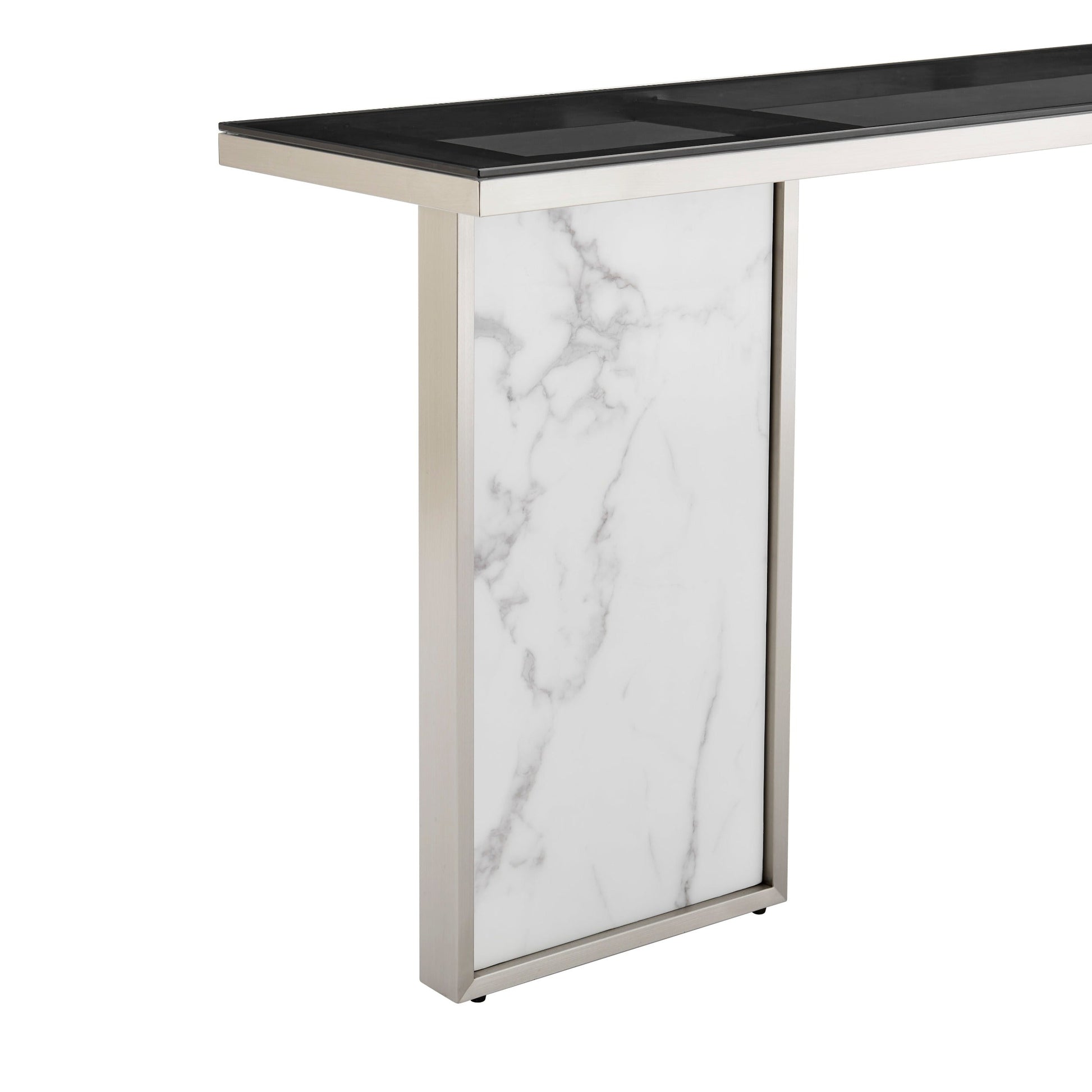 Finesse Decor Monolith Chic White and Black Marble Console Table