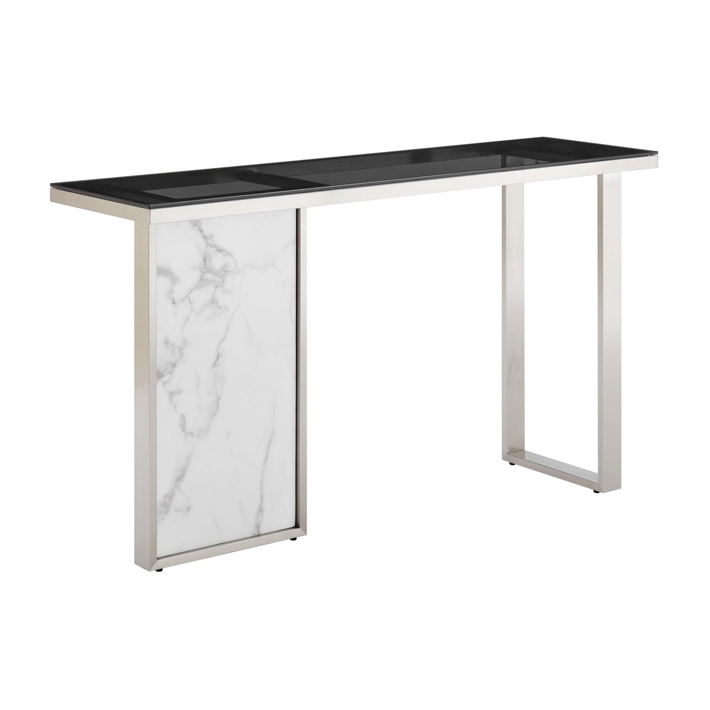 Finesse Decor Monolith Chic White and Black Marble Console Table