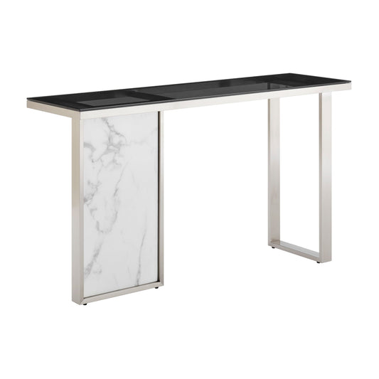 Finesse Decor Monolith Chic White and Black Marble Console Table