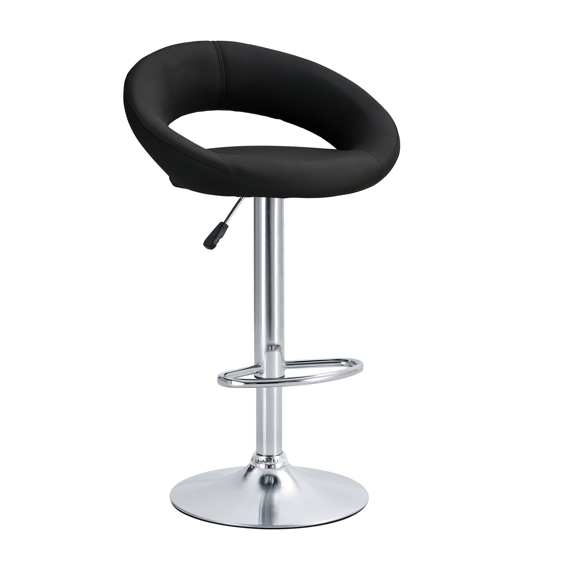 Finesse Decor Opulent Orbit Chrome and Black Swivel Bar Stool - Set of 2