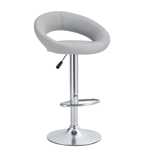 Finesse Decor Opulent Orbit Chrome and Gray Swivel Bar Stool - Set of 2