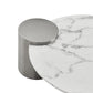 Finesse Decor Silver Twin Halo Marble Top Coffee Table Set