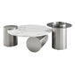 Finesse Decor Silver Twin Halo Marble Top Coffee Table Set