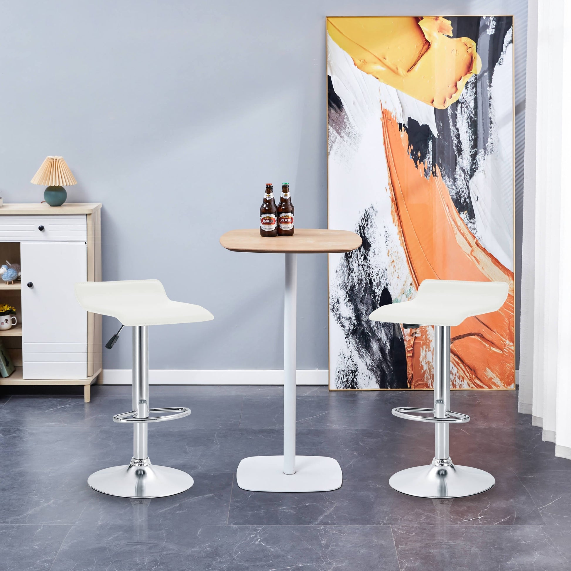 Finesse Decor Zenith Chrome Elegance White Counter Stools - Set of 2