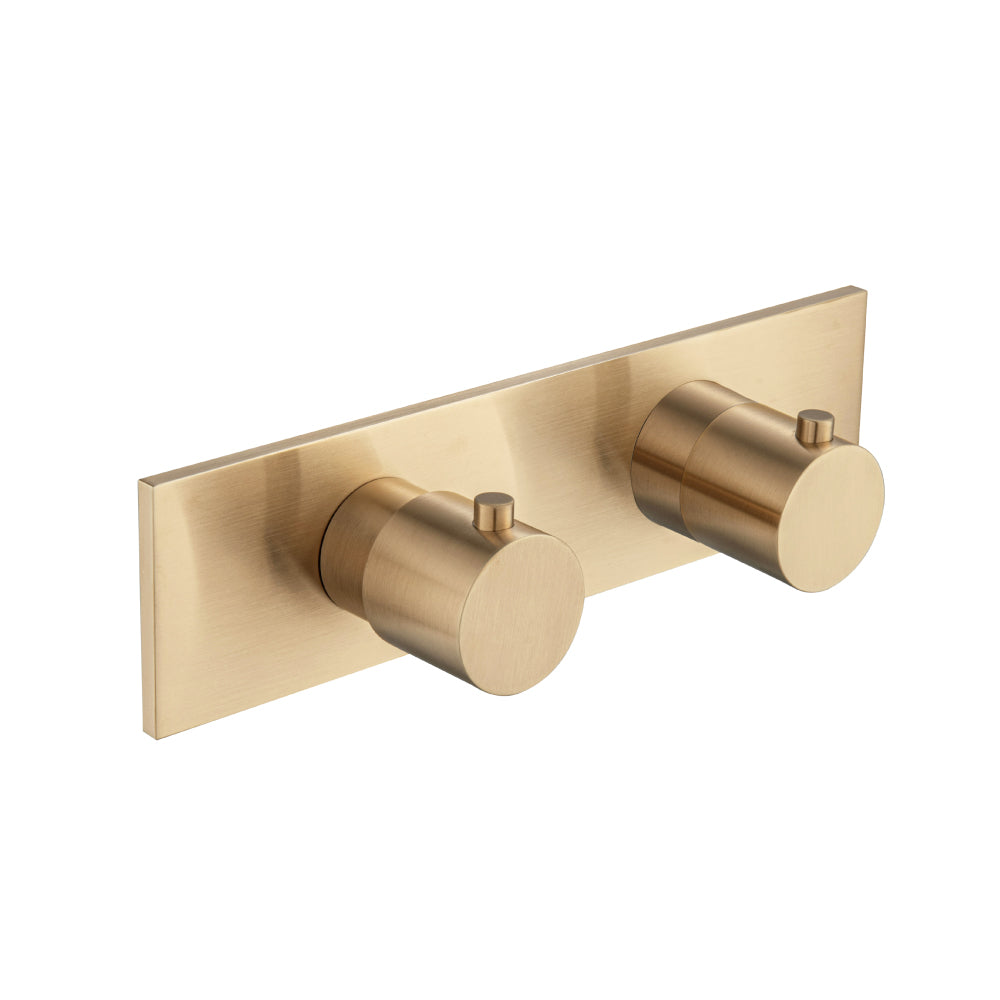 Flusso Faucets 3/4" Brushed Bronze PVD Horizontal Thermostatic Shower Valve & Trim - 1 Ouptut