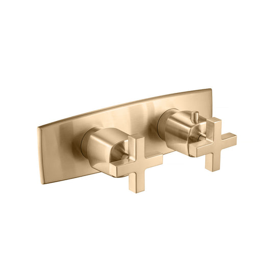 Flusso Faucets 3/4" Brushed Bronze PVD Horizontal Thermostatic Shower Valve Trim - 1 Ouptut