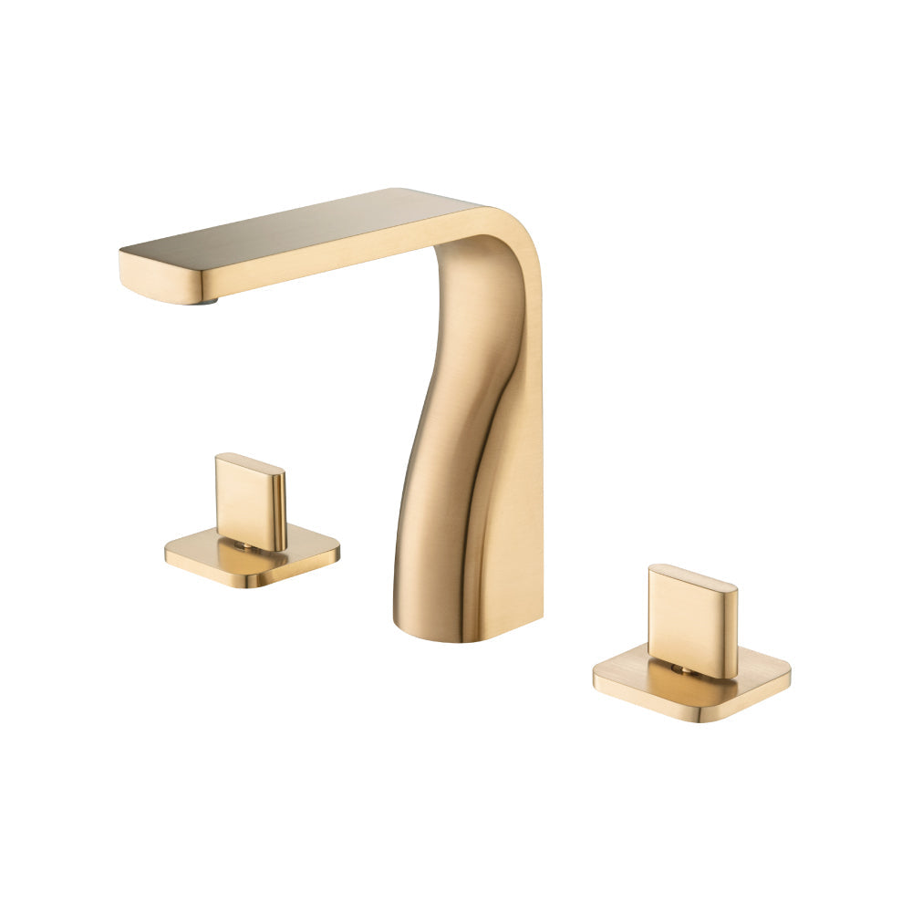 Flusso Faucets 8" Brushed Bronze PVD Widespread Three Hole Two Handle Bathroom Faucet