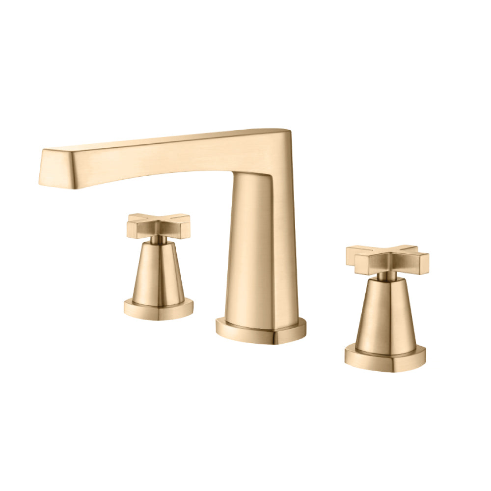 Flusso Faucets Brushed Bronze PVD 3 Hole Deck Mount Roman Tub Faucet