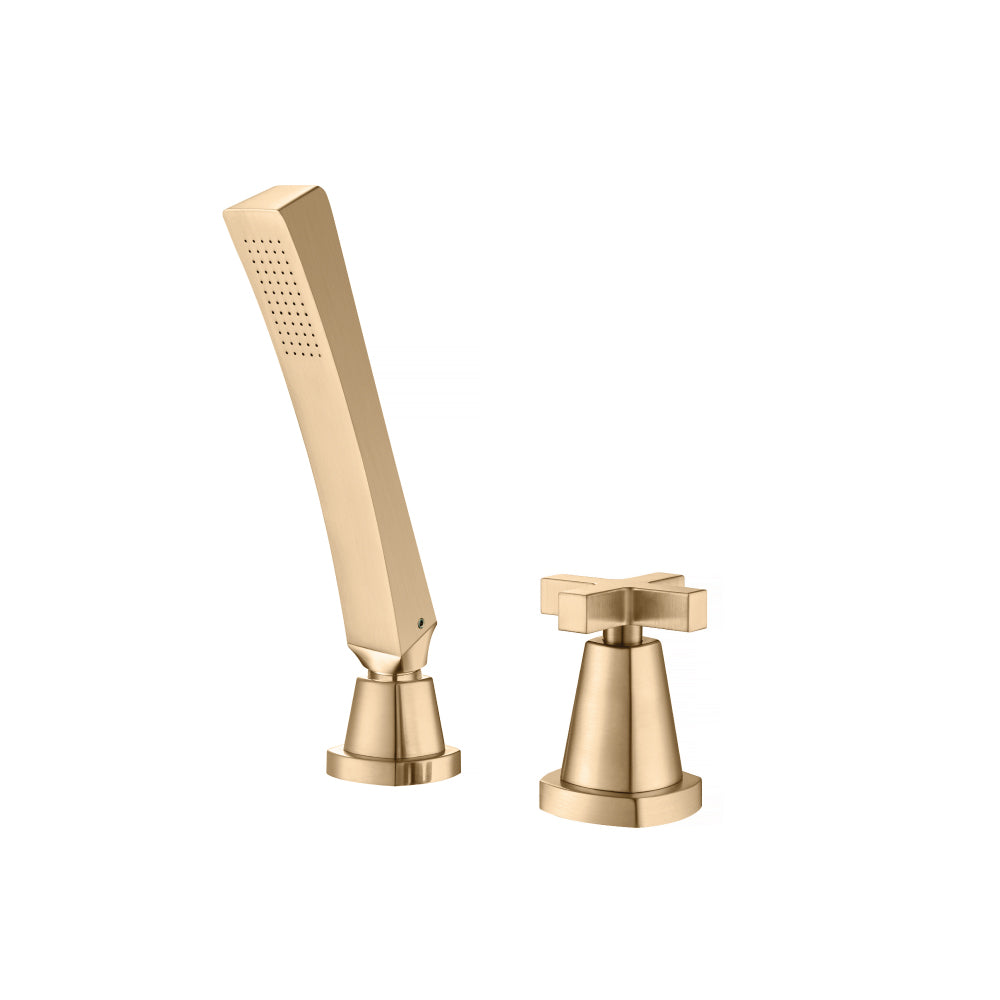 Flusso Faucets Brushed Bronze PVD Deck Diverter With Holder & Hose