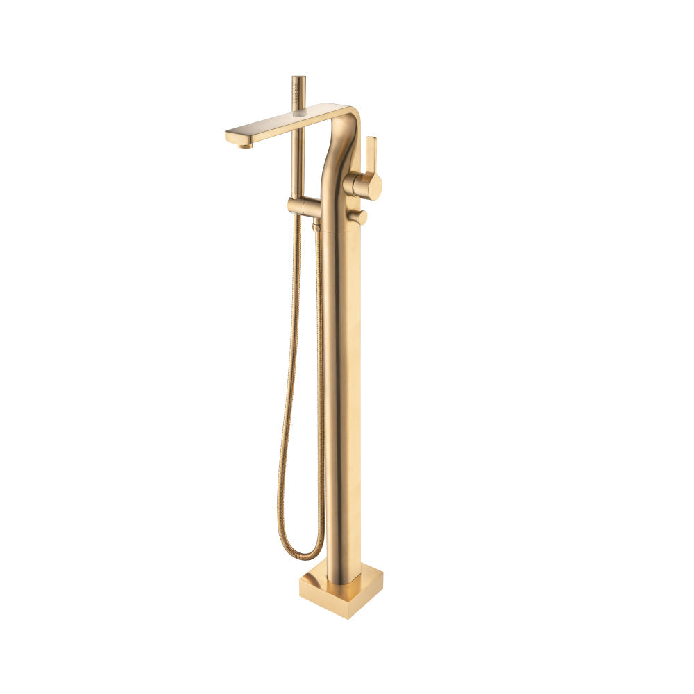 Flusso Faucets Brushed Bronze PVD Freestanding Floor Mount Bathtub / Tub Filler With Hand Shower