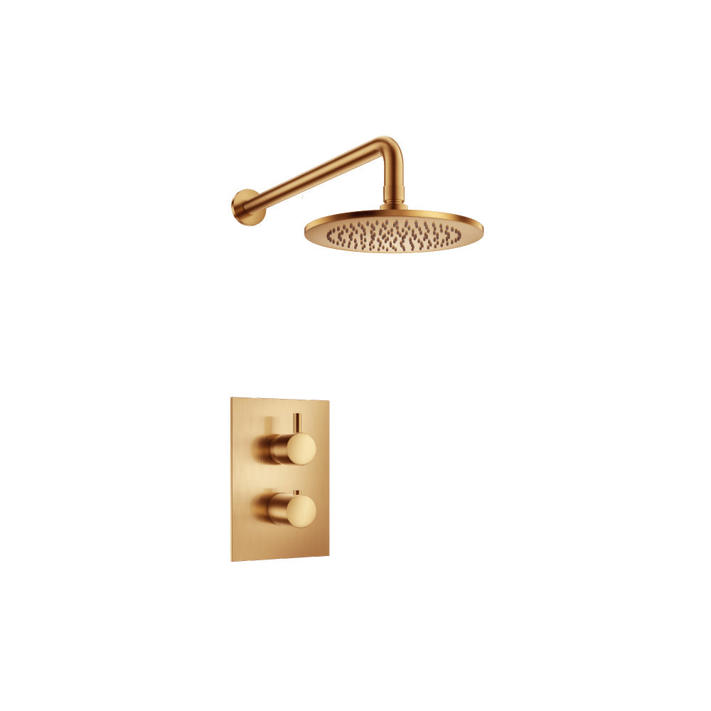 Flusso Faucets Brushed Bronze PVD Single Output Shower Set With Shower Head And Arm