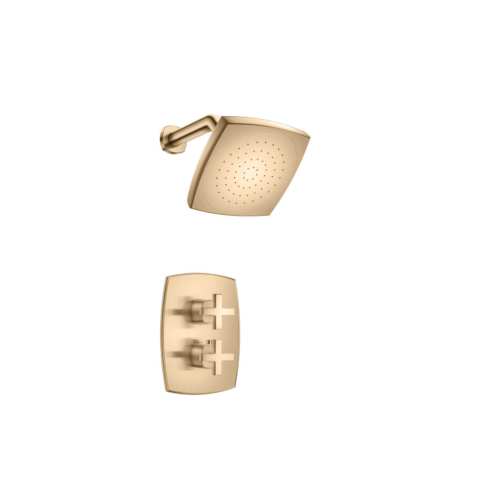Flusso Faucets Brushed Bronze PVD Single Output Shower Set With Shower Head And Arm
