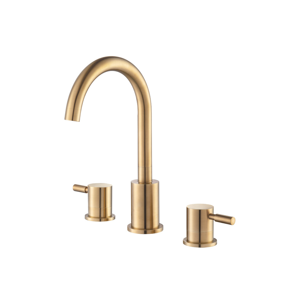 Flusso Faucets Brushed Bronze PVD Three Hole 8" Widespread Two Handle Bathroom Faucet