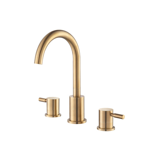 Flusso Faucets Brushed Bronze PVD Three Hole 8" Widespread Two Handle Bathroom Faucet
