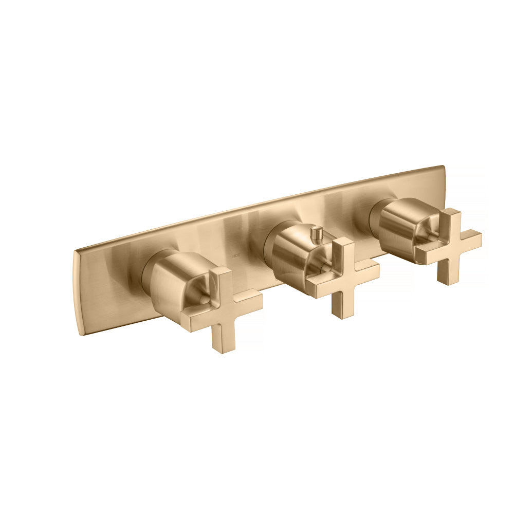 Flusso Faucets Brushed Bronze PVD Trim For Horizontal Thermostatic Valve with 2 Volume Controls