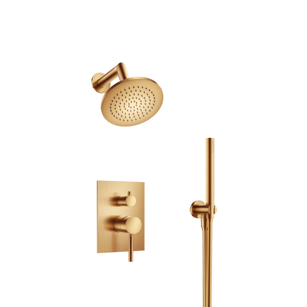 Flusso Faucets Brushed Bronze PVD Two Output Shower Set With Shower Head And Hand Held
