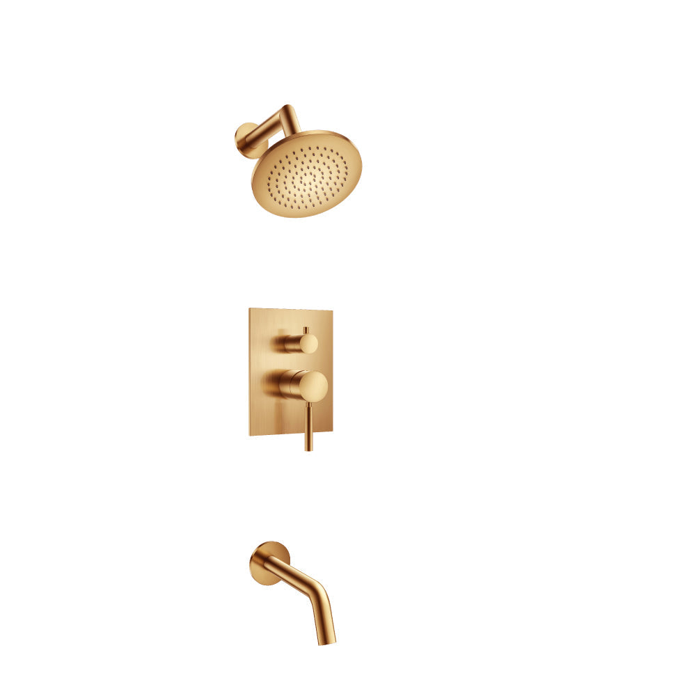 Flusso Faucets Brushed Bronze PVD Two Output Shower Set With Shower Head And Tub Spout