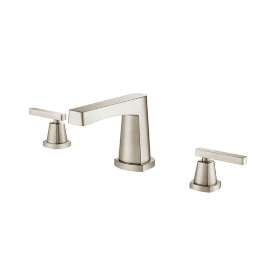 Flusso Faucets Brushed Nickel PVD Three Hole 8" Widespread Two Handle Bathroom Faucet