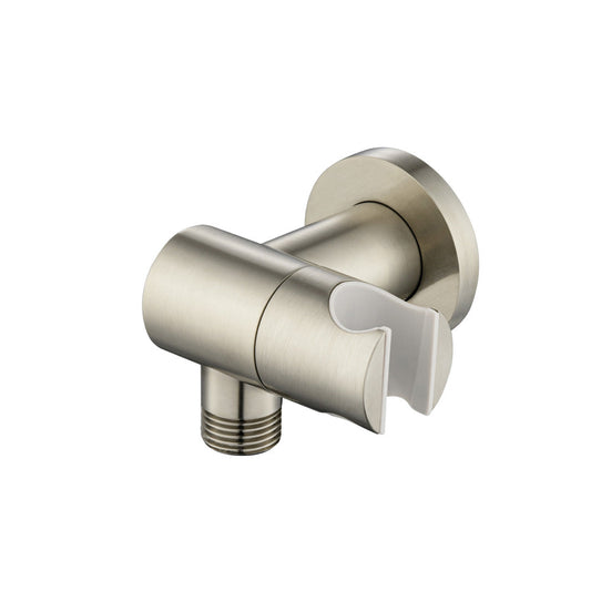 Flusso Faucets Brushed Nickel PVD Wall Elbow With Holder Combo - Adjustable Angle