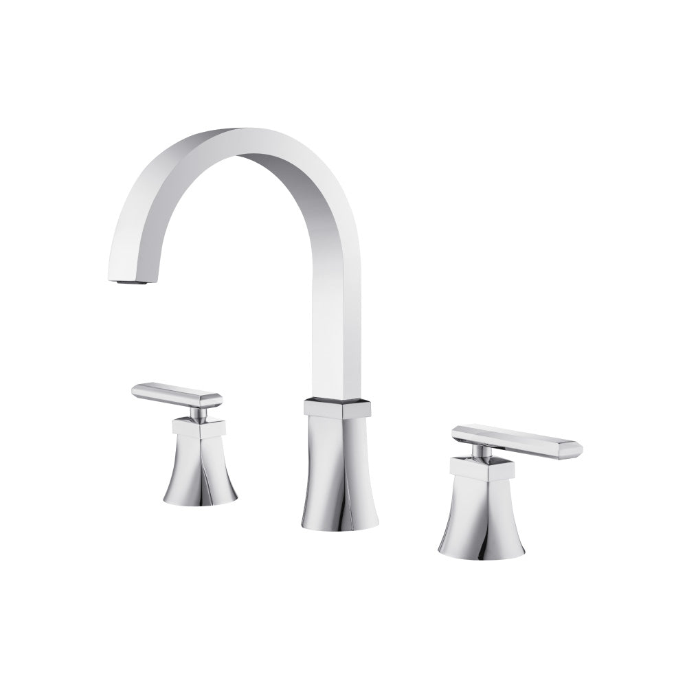 Flusso Faucets Chrome 3 Hole Deck Mount Roman Tub Faucet