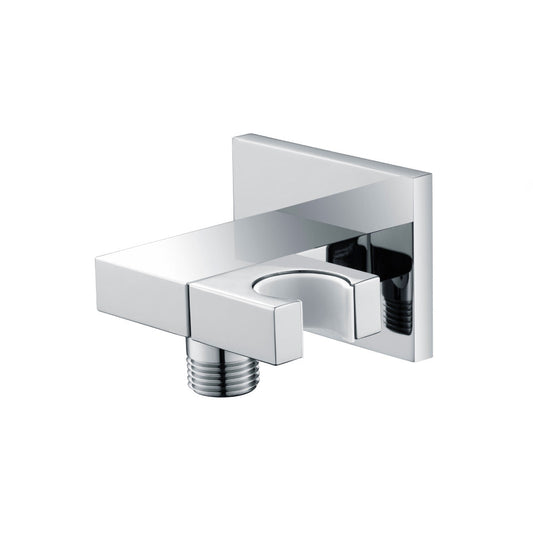 Flusso Faucets Chrome Wall Elbow With Holder Combo - Adjustable Angle