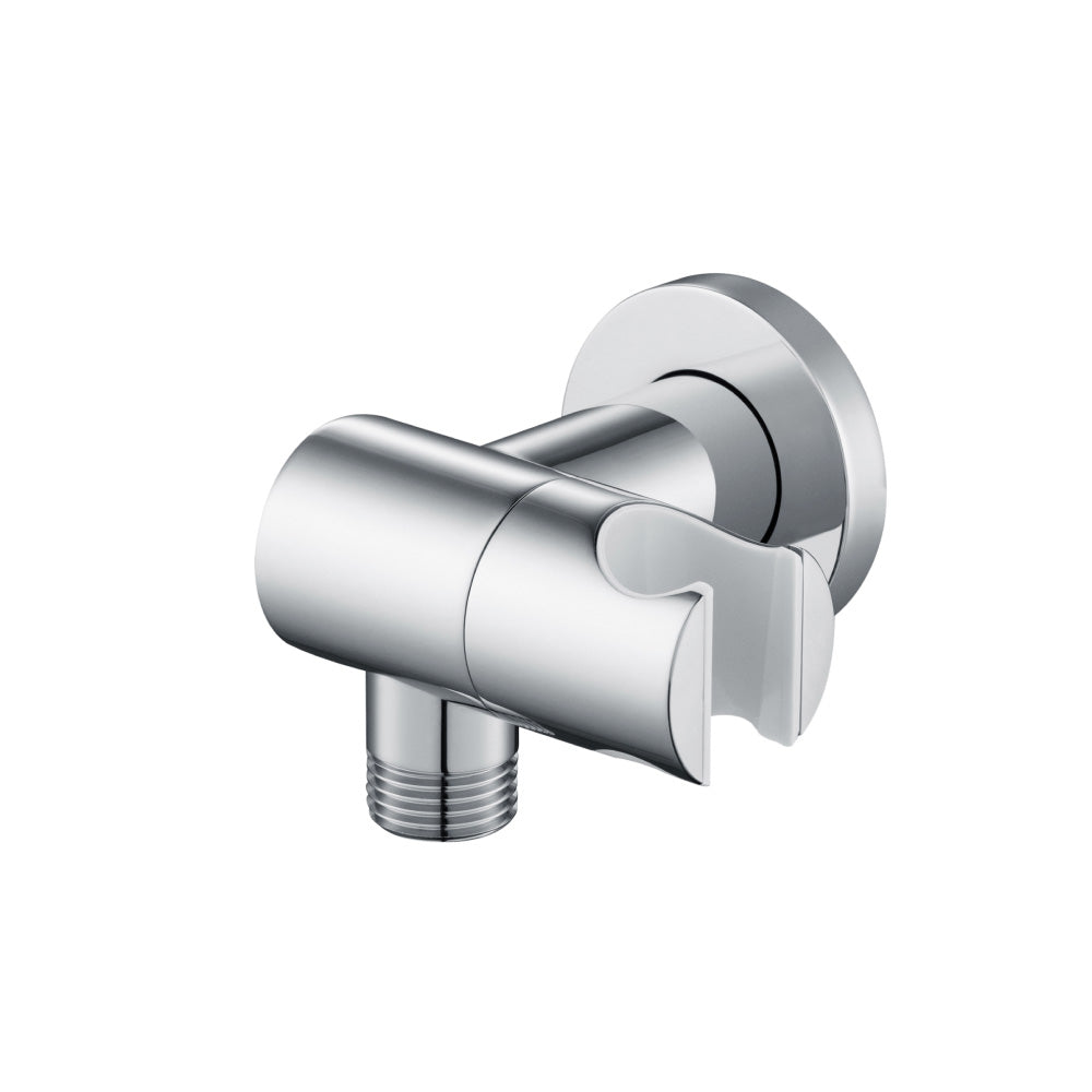 Flusso Faucets Chrome Wall Elbow With Holder Combo - Adjustable Angle