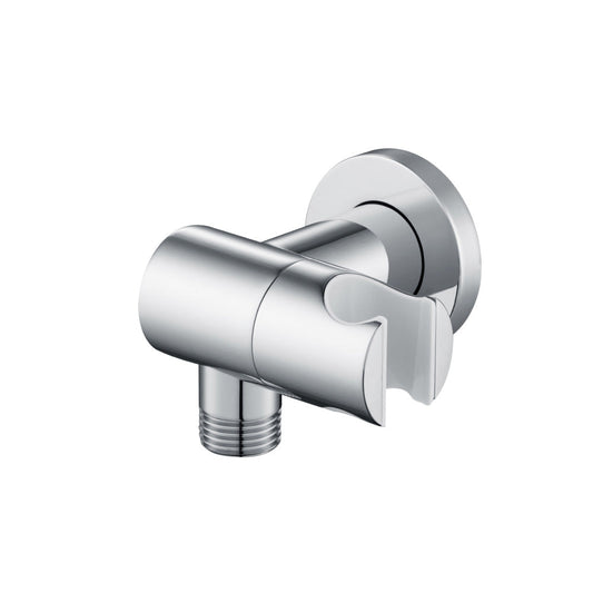 Flusso Faucets Chrome Wall Elbow With Holder Combo - Adjustable Angle