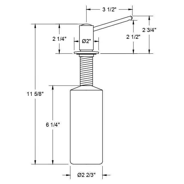 Flusso Faucets Klassiker 2" Round Polished Steel Stainless Steel Kitchen Soap / Lotion Dispenser