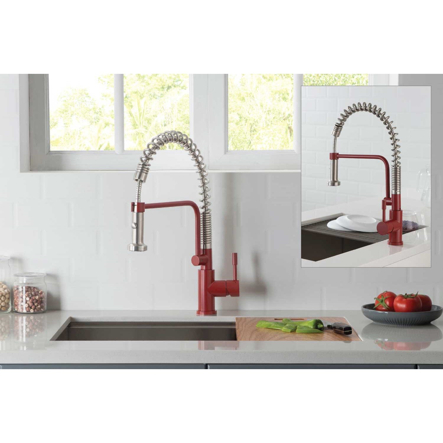 Flusso Faucets Klassiker Caso 19" Single Hole Blue Platinum Semi-Professional Stainless Steel Pull-Down Kitchen Faucet With Dual Function Sprayer