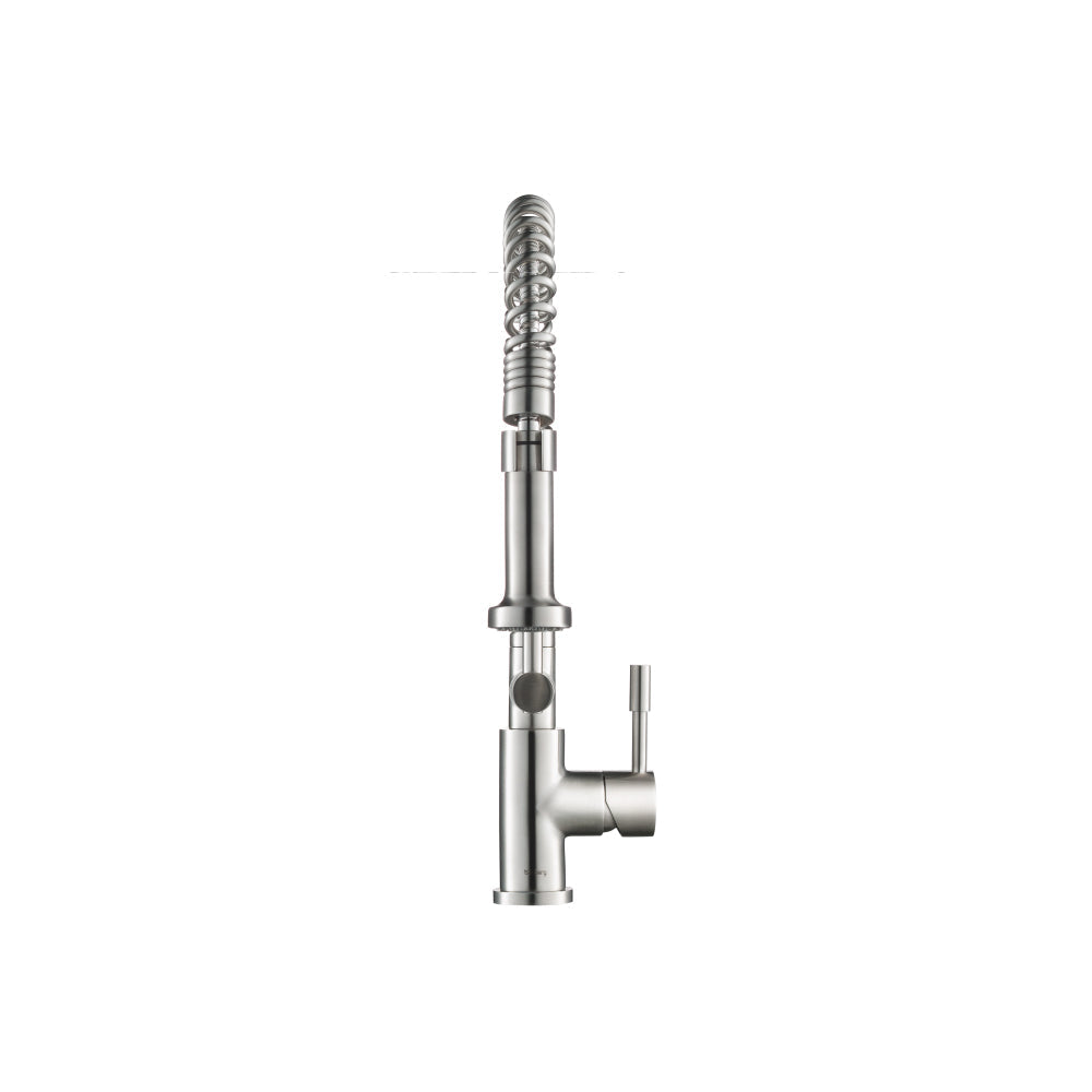 Flusso Faucets Klassiker Caso 19" Single Hole Dark Gray Semi-Professional Stainless Steel Pull-Down Kitchen Faucet With Dual Function Sprayer
