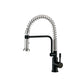 Flusso Faucets Klassiker Caso 19" Single Hole Gloss Black Semi-Professional Stainless Steel Pull-Down Kitchen Faucet With Dual Function Sprayer