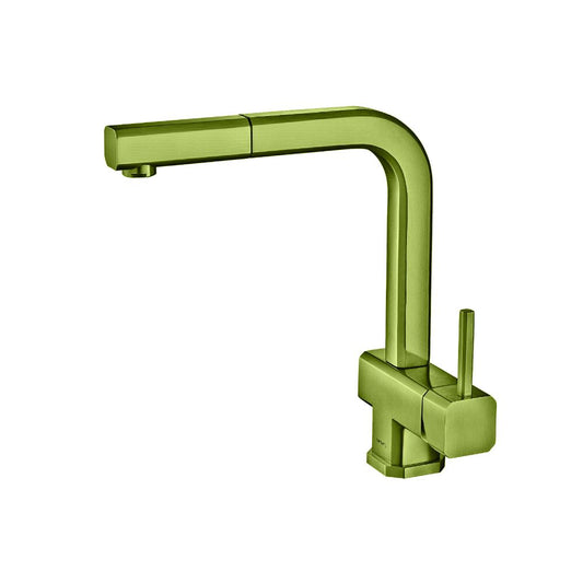 Flusso Faucets Klassiker Cito 11" Single Hole Flusso Faucets Green Stainless Steel Pull-Out Kitchen Faucet With Dual Function Sprayer