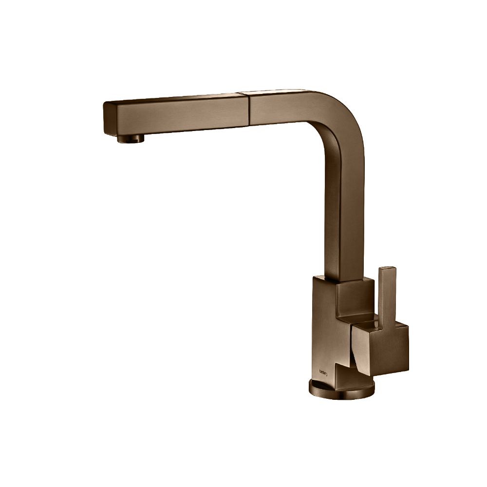 Flusso Faucets Klassiker Deus 12" Single Hole Dark Tan Stainless Steel Pull-Out Kitchen Faucet With Dual Function Sprayer