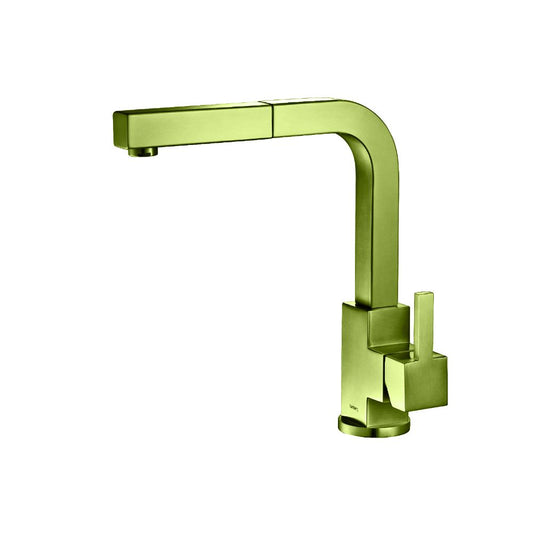 Flusso Faucets Klassiker Deus 12" Single Hole Flusso Faucets Green Stainless Steel Pull-Out Kitchen Faucet With Dual Function Sprayer