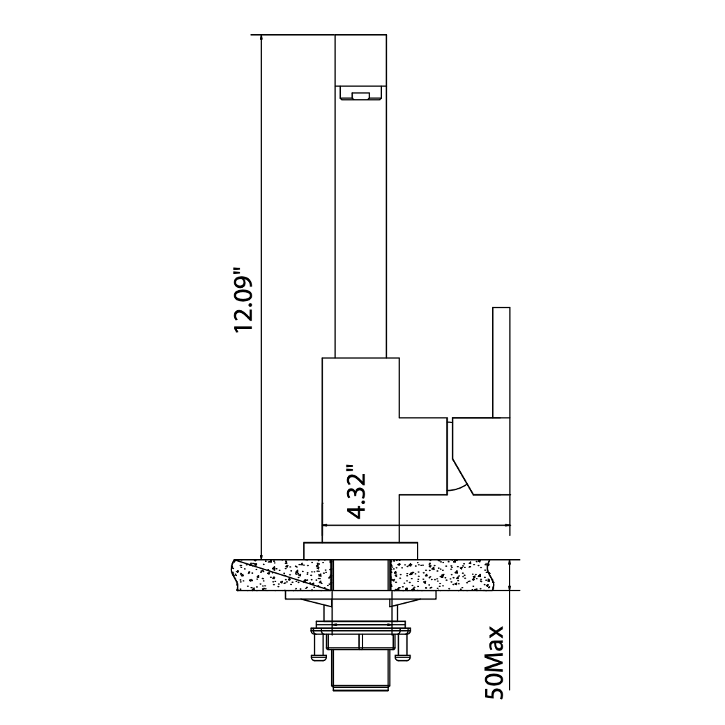Flusso Faucets Klassiker Deus 12" Single Hole Gloss Black Stainless Steel Pull-Out Kitchen Faucet With Dual Function Sprayer