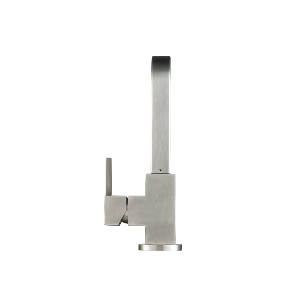 Flusso Faucets Klassiker Deus 12" Single Hole Gloss White Stainless Steel Pull-Out Kitchen Faucet With Dual Function Sprayer