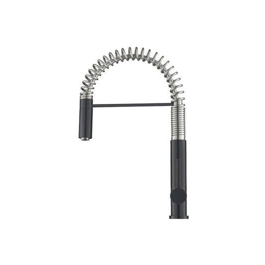 Flusso Faucets Klassiker Dixie 20" Single Hole Dark Gray Semi-Professional Stainless Steel Pull-Down Kitchen Faucet With Dual Function Sprayer