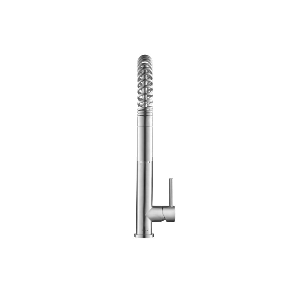 Flusso Faucets Klassiker Dixie 20" Single Hole Deep Red Semi-Professional Stainless Steel Pull-Down Kitchen Faucet With Dual Function Sprayer
