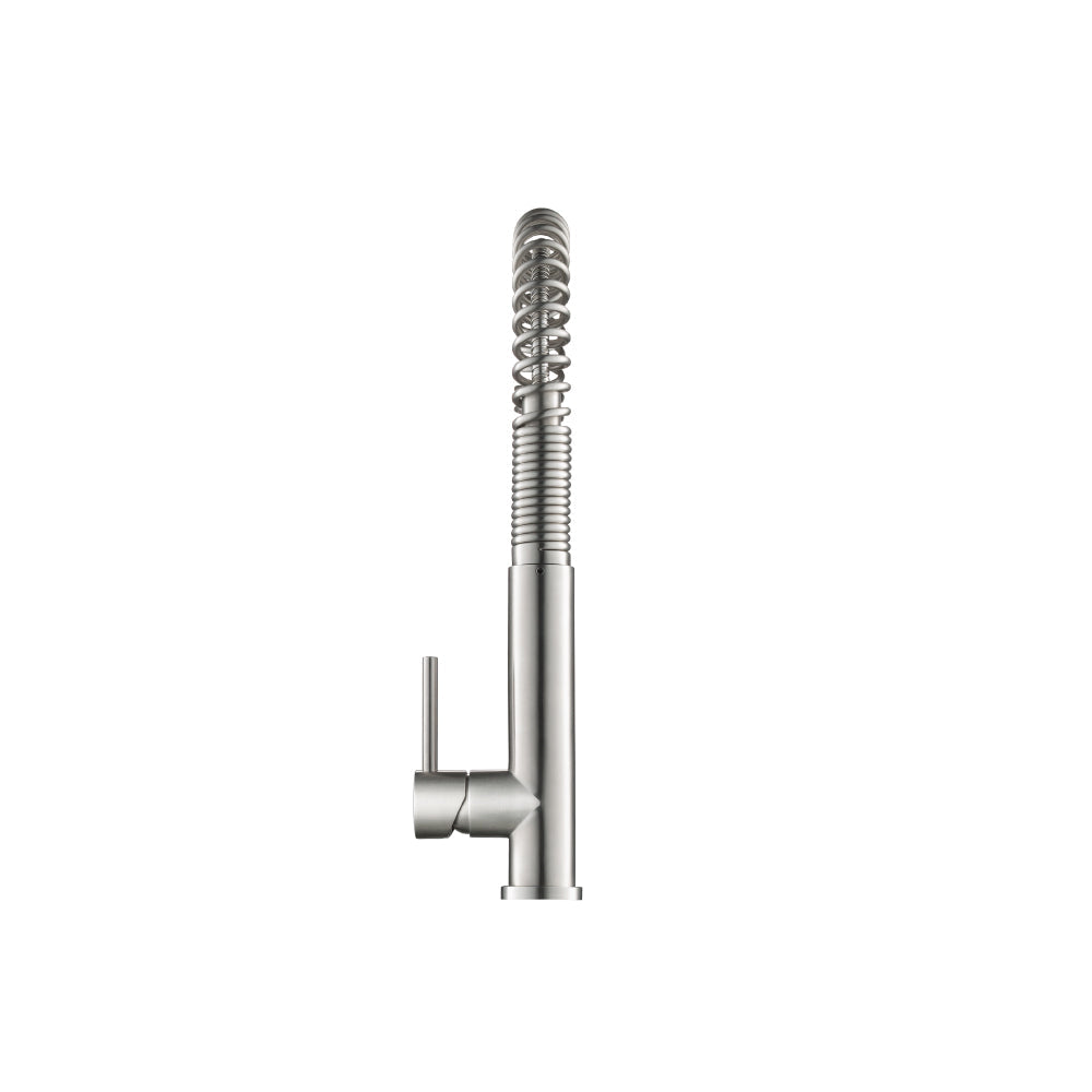 Flusso Faucets Klassiker Dixie 20" Single Hole Deep Red Semi-Professional Stainless Steel Pull-Down Kitchen Faucet With Dual Function Sprayer