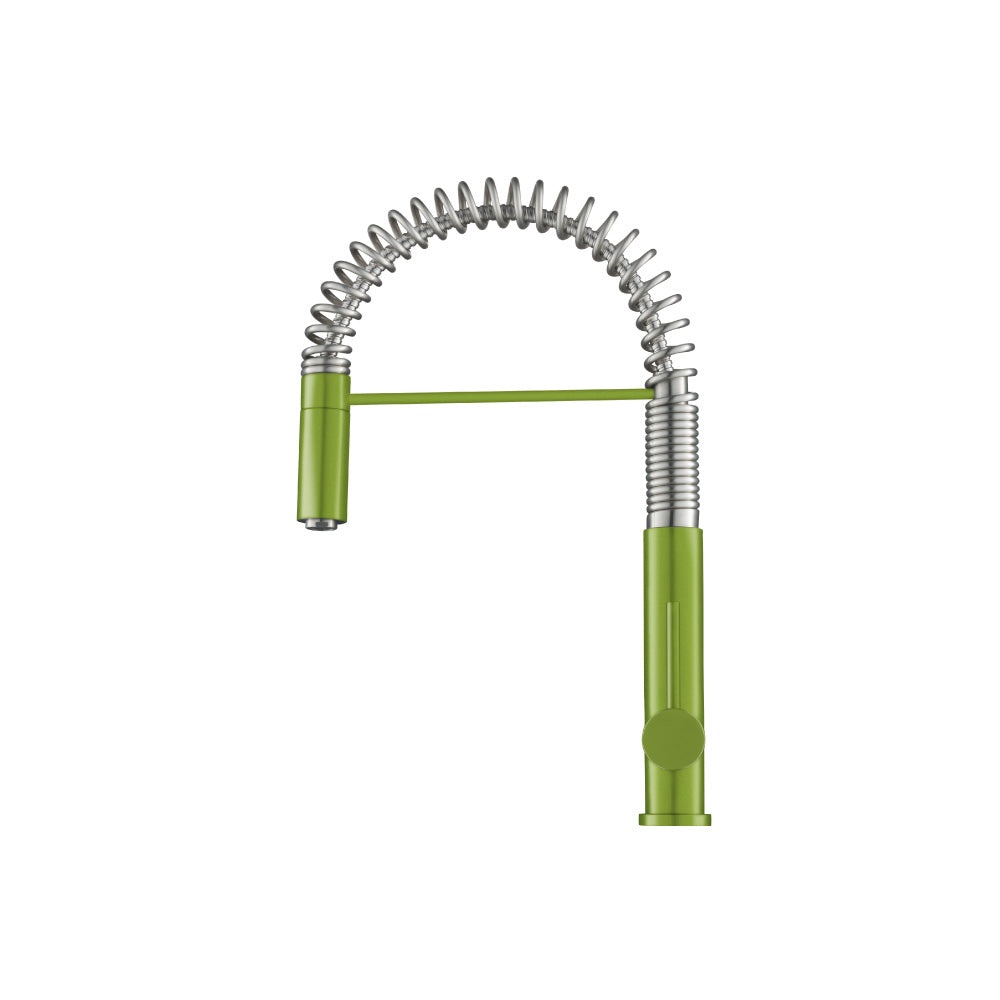 Flusso Faucets Klassiker Dixie 20" Single Hole Flusso Faucets Green Semi-Professional Stainless Steel Pull-Down Kitchen Faucet With Dual Function Sprayer